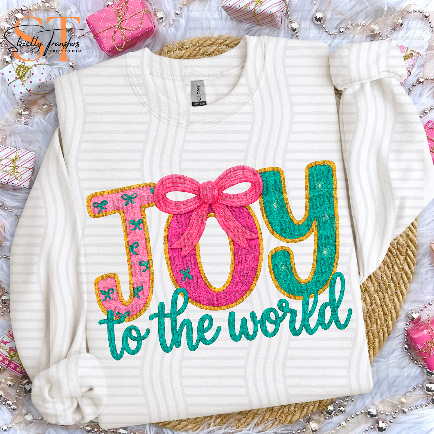 Joy to the World Faux Yarn Direct to Film Transfers