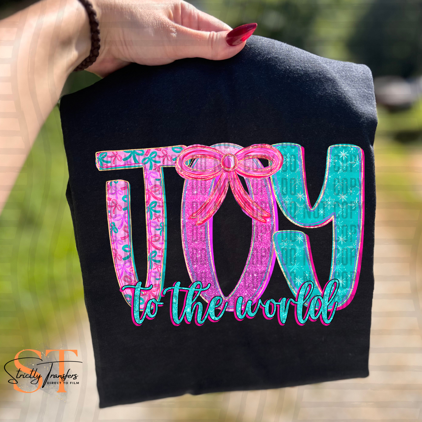 Joy to the World Sparkly Direct to Film Transfers