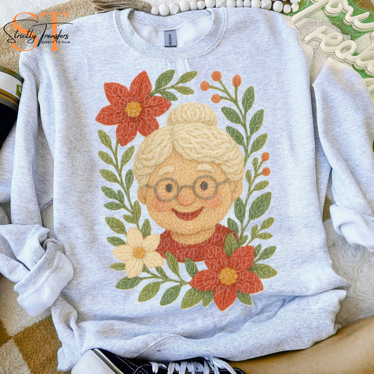 Floral Mrs. Claus Faux Yarn Direct to Film Transfers