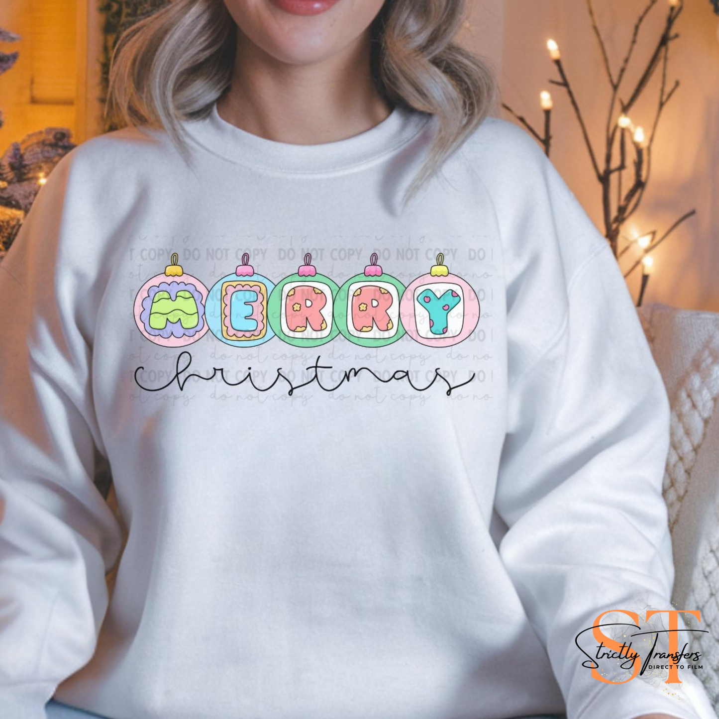 Merry Christmas Ornaments Direct to Film Transfers