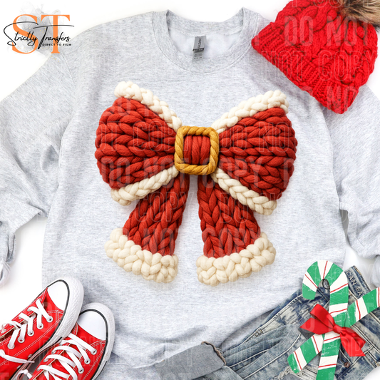 Santa Christmas Bow Faux Yarn Direct to Film Transfers
