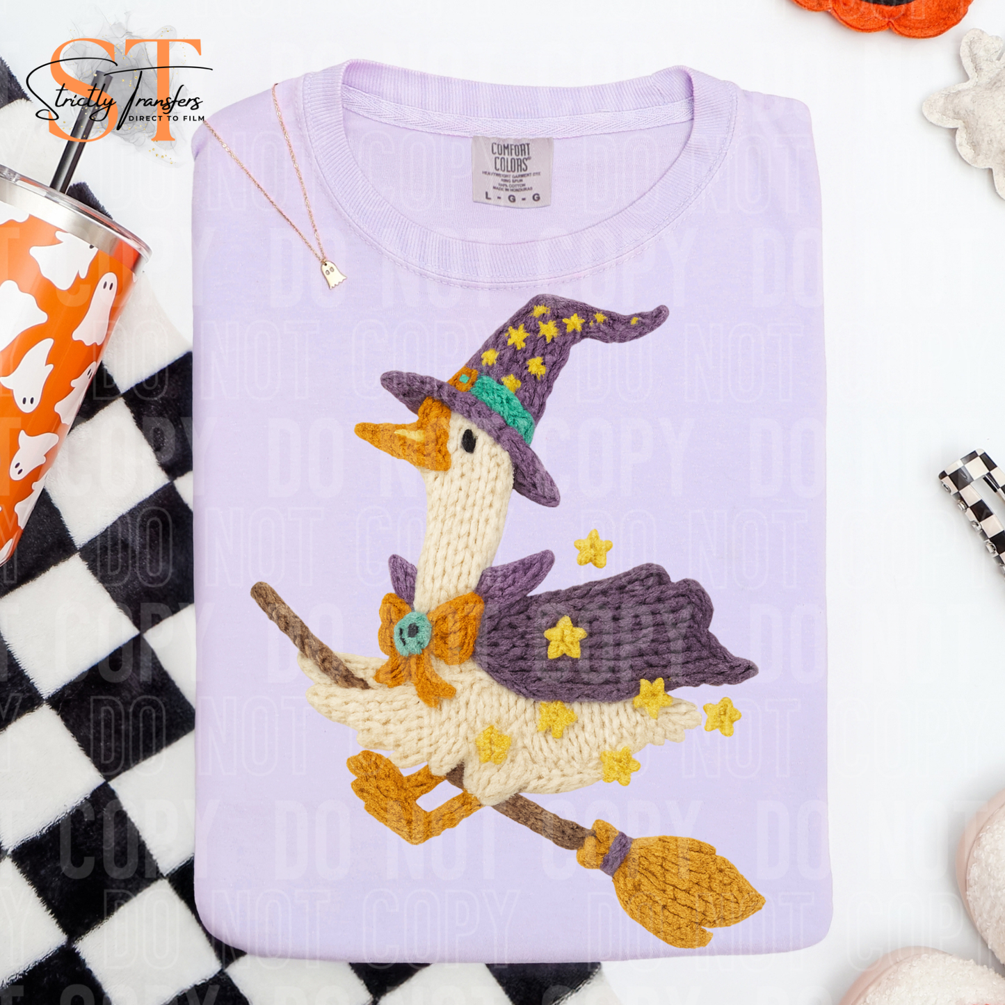 Halloween Goose Broom Faux Yarn Direct to Film Transfers