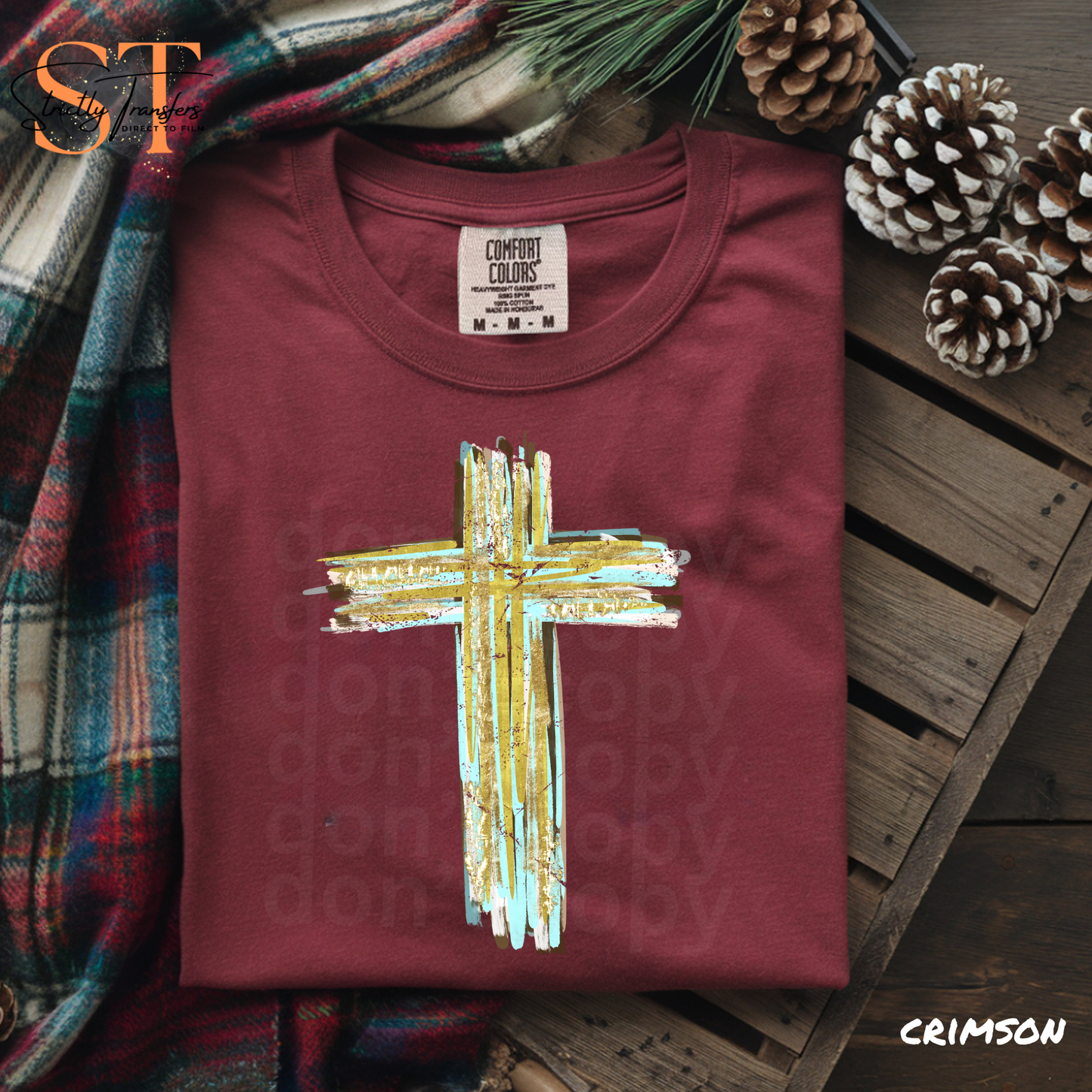 Painted Cross Direct to Film Transfers