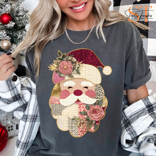 Floral Santa Direct to Film Transfers