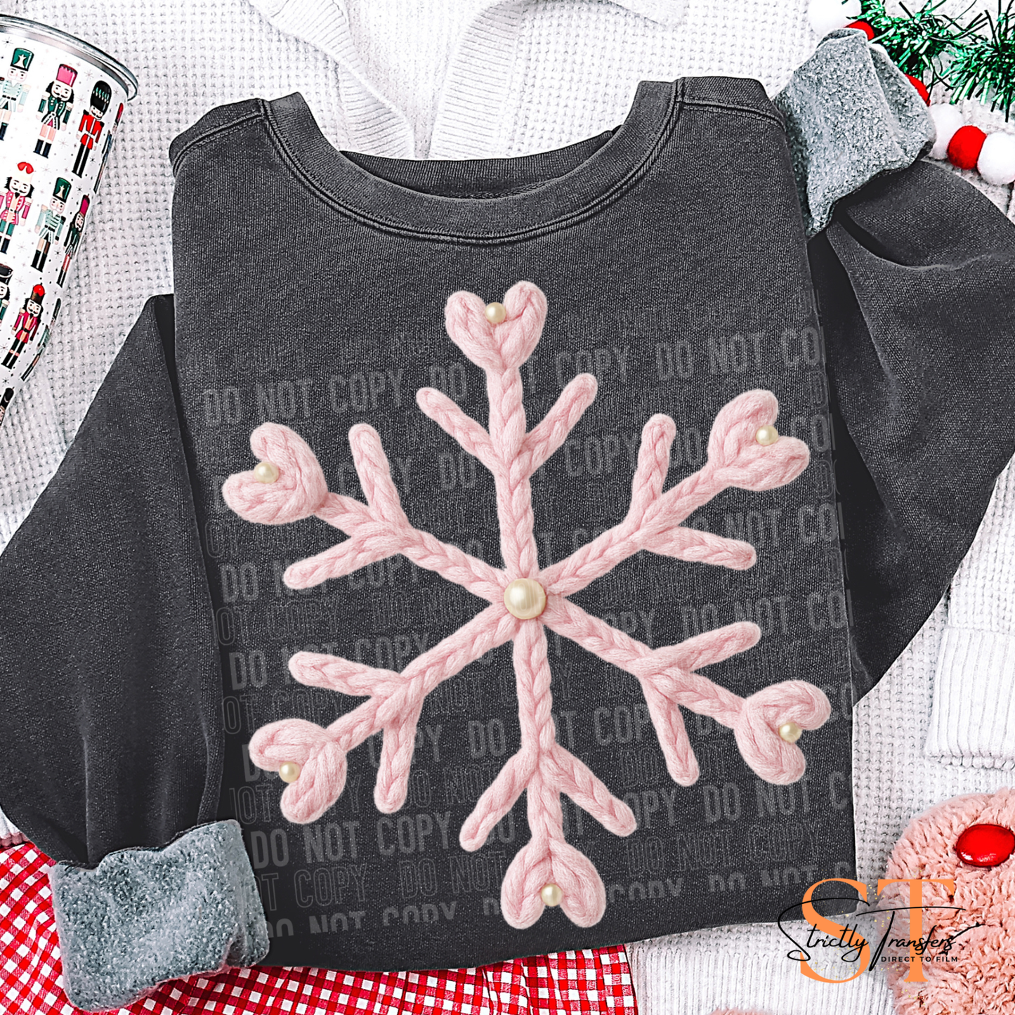 Pink Snowflake Direct to Film Transfers