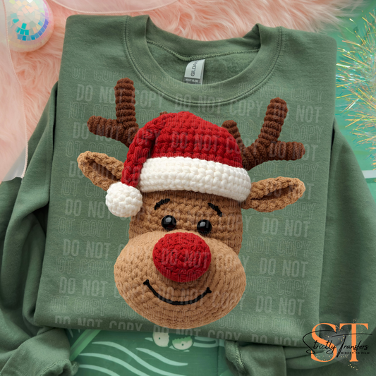 Reindeer Face Faux Yarn Direct to Film Transfer