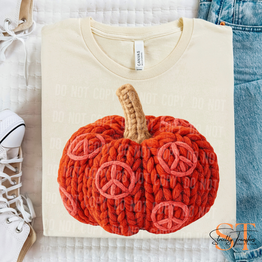 Peace Pumpkin Faux Yarn Direct to Film Transfers