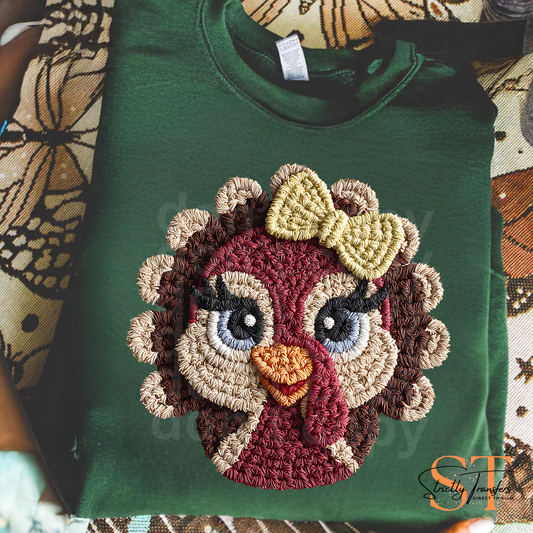 Faux Yarn Turkey Hen Direct to Film Transfers