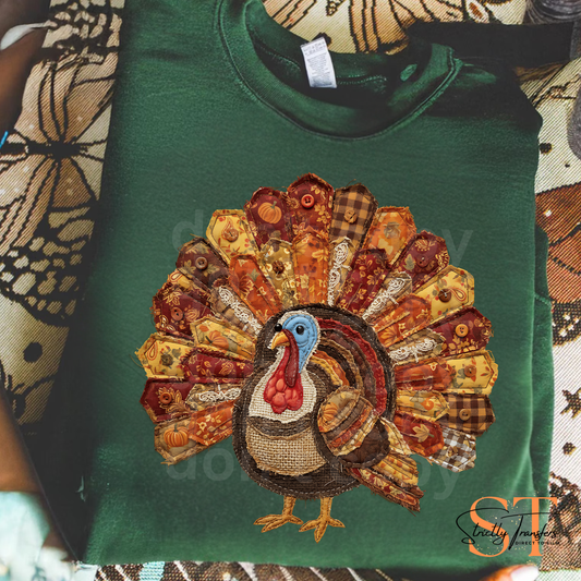 Faux Patchwork Turkey Direct to Film Transfers