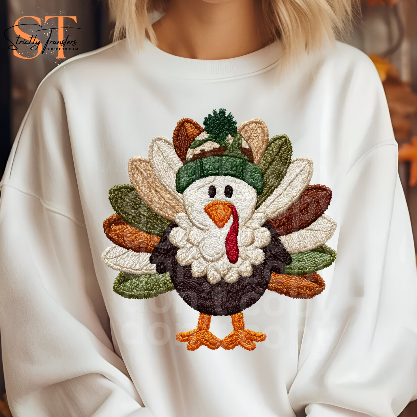 Camo Hat Turkey Faux Yarn Direct to Film Transfers