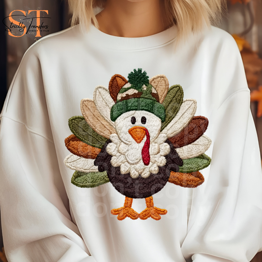 Camo Hat Turkey Faux Yarn Direct to Film Transfers