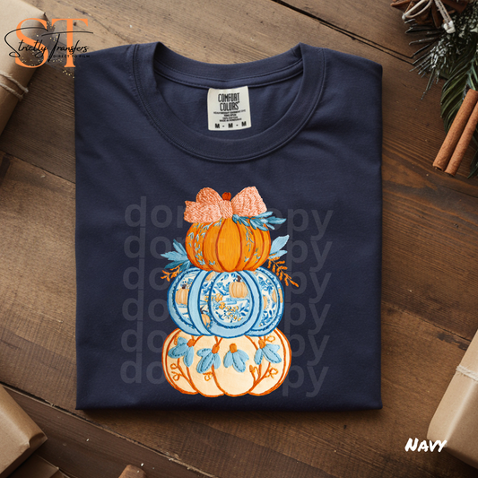 Stacked Blue Pumpkins Direct to Film Transfers