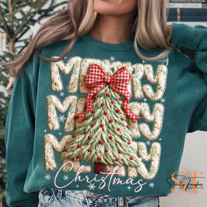 Merry Christmas Faux  Latch hook Yarn Direct to Film Transfers