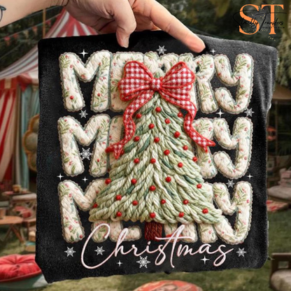 Merry Christmas Faux  Latch hook Yarn Direct to Film Transfers