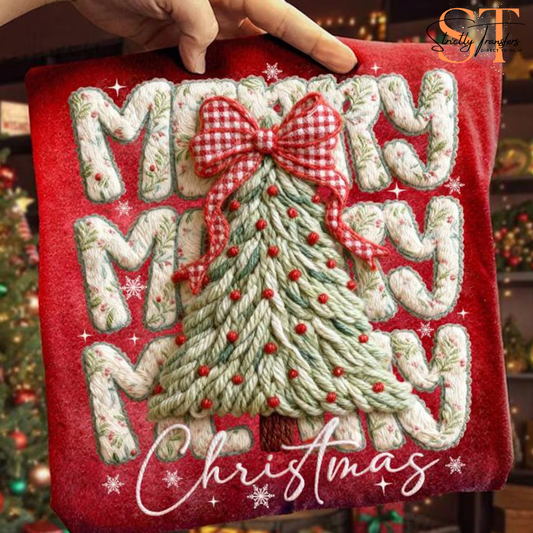 Merry Christmas Faux  Latch hook Yarn Direct to Film Transfers