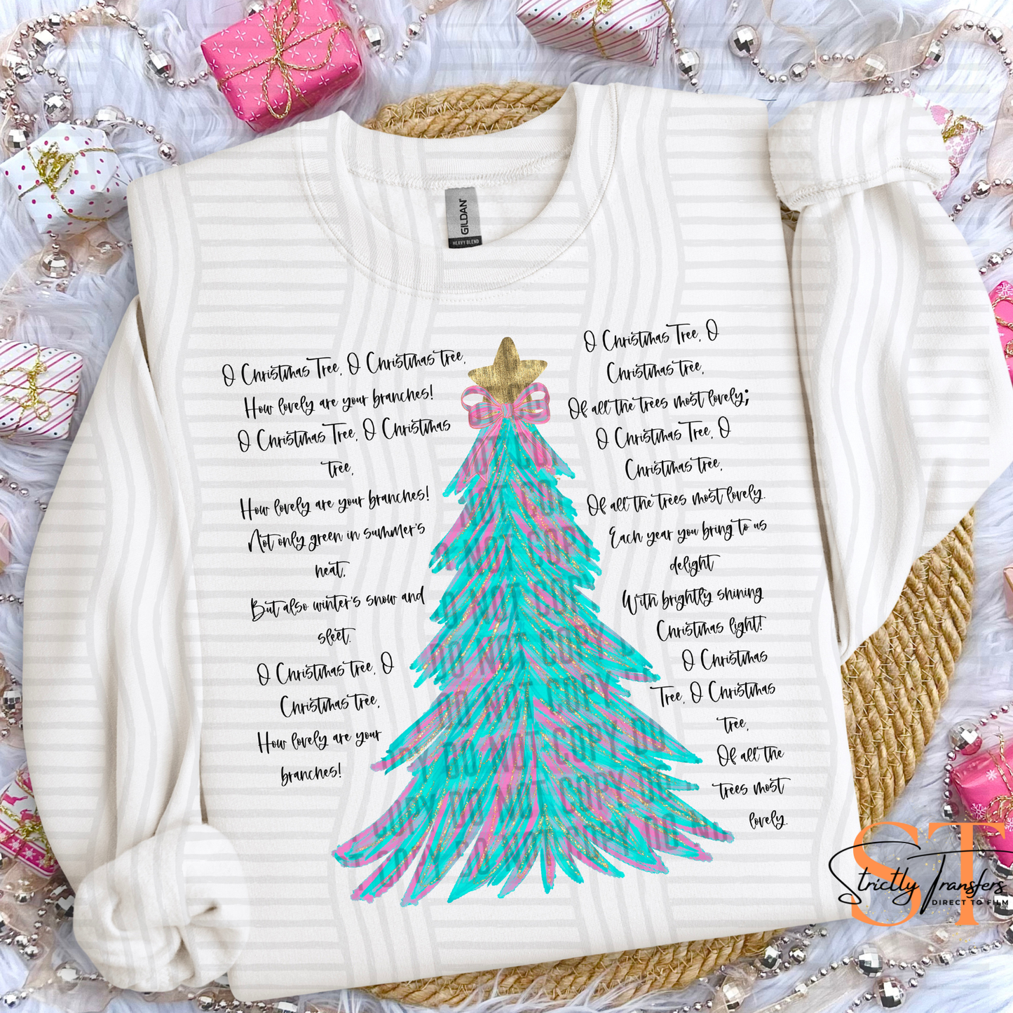 Oh Christmas Tree Repeated Direct to Film Transfers