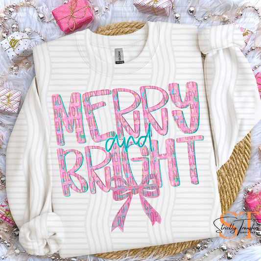 Pink Merry & Bright Direct to Film Transfers