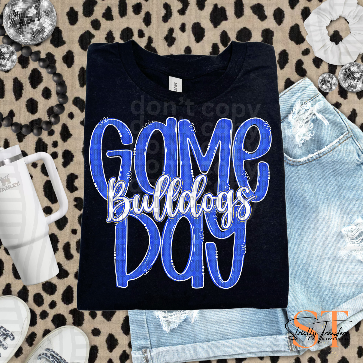 Bulldogs Blue Game Day Doodle Direct to Film Transfers