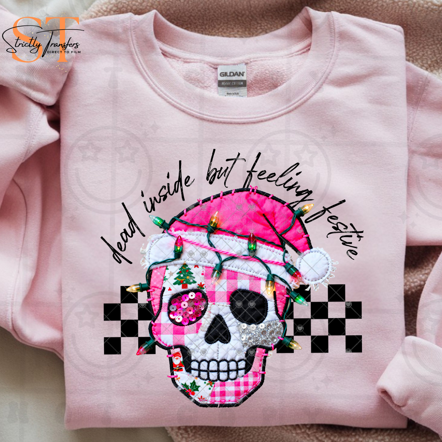 Dead Inside but Feeling Festive with Faux Lights Direct to Film Transfers