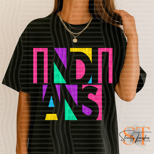 Indians Neon Cut Out Direct to Film Transfers