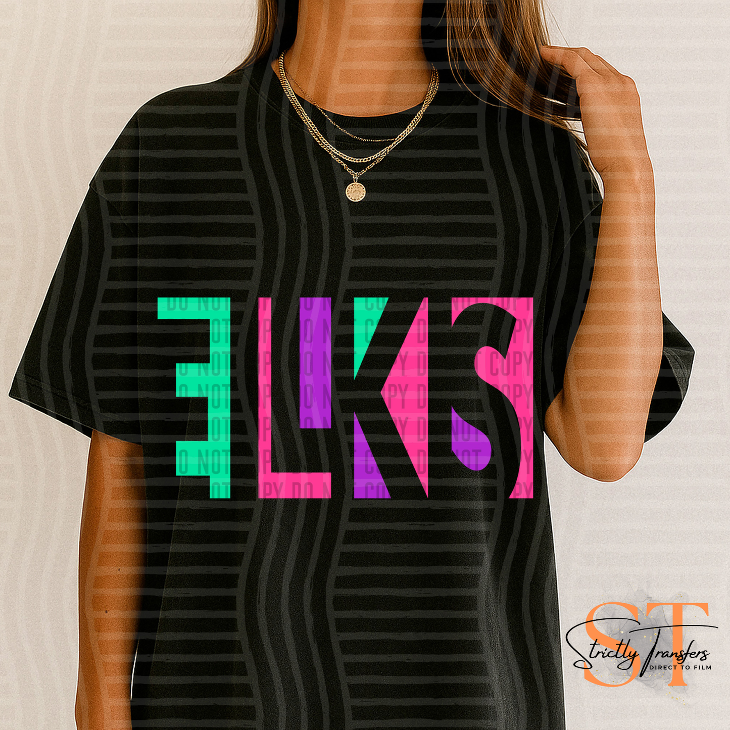 Elks Neon Cut Out Direct to Film Transfers