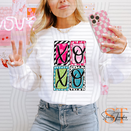 XOXO Bright Boxes Direct to Film Transfers