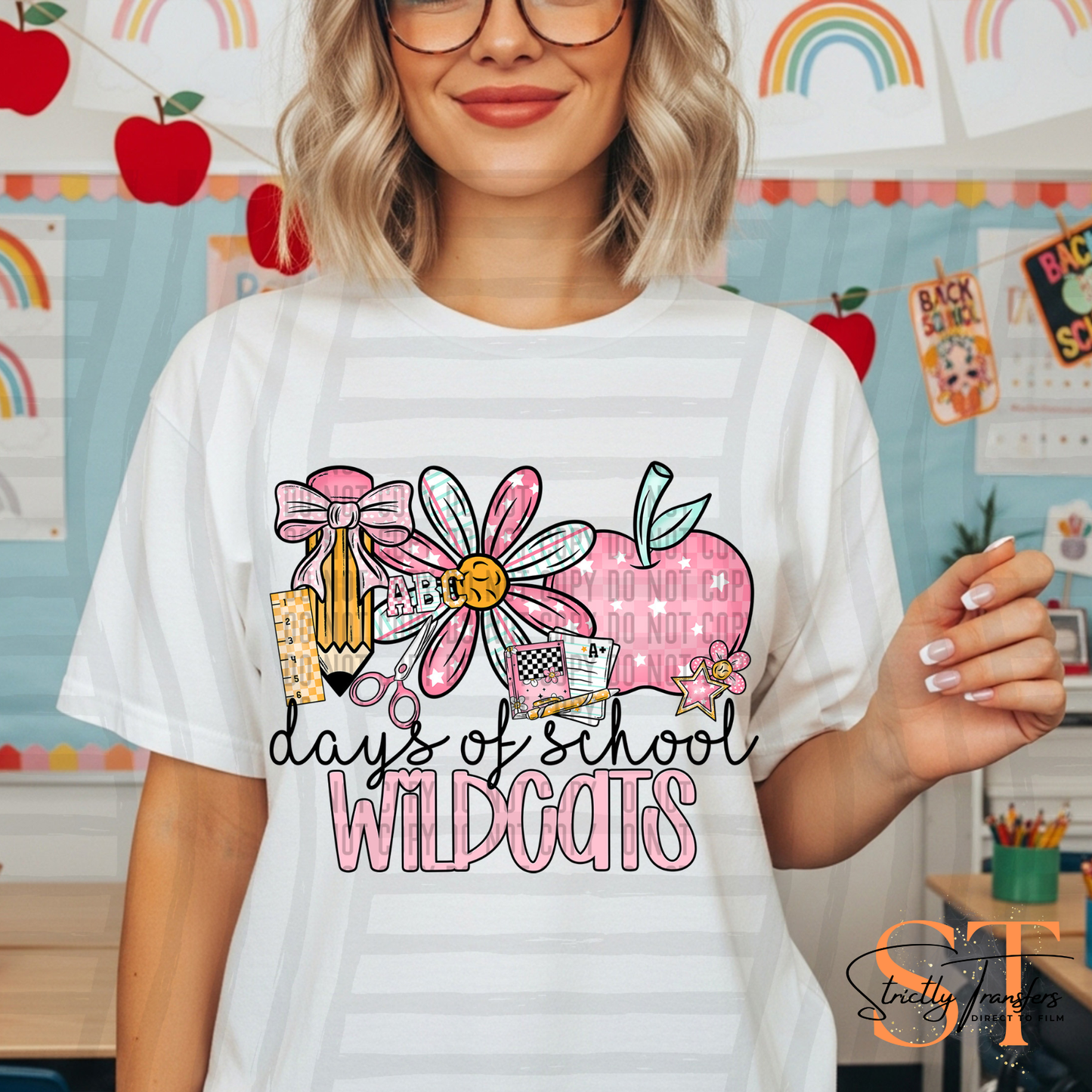 100 Days of School Wildcats Pink Direct to Film Transfers