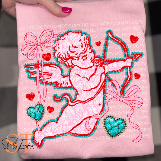 Cupid Turquoise and Lace Direct to Film Transfers