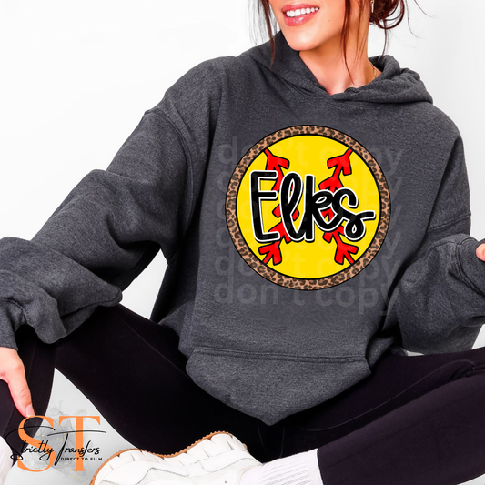 Leopard Elks Softball Direct to Film Transfers