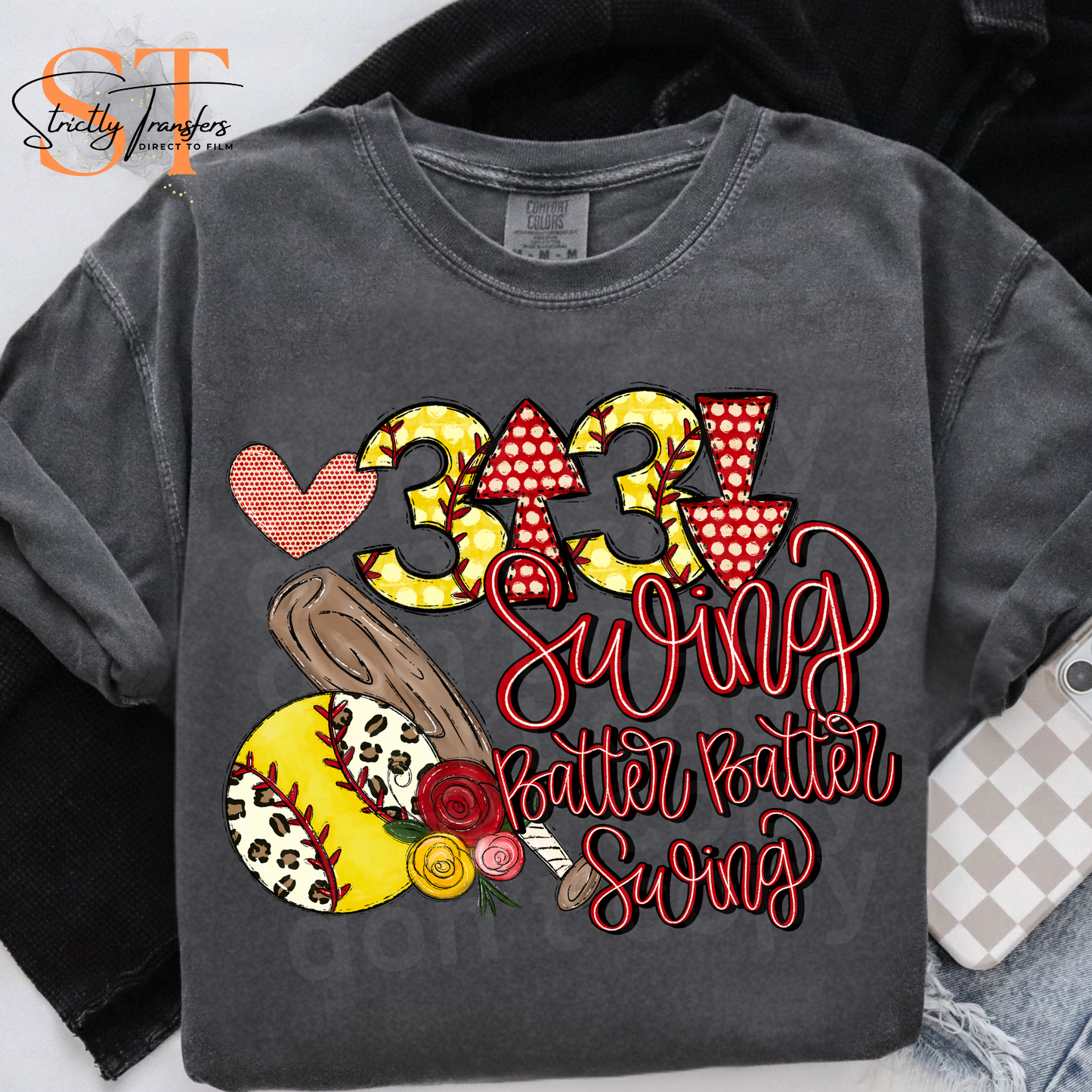 Softball Swing Batter Batter Swing Direct to Film Transfers