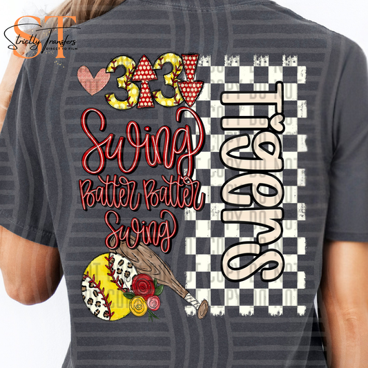 Tigers Softball Swing Batter Batter Swing Direct to Film Transfers