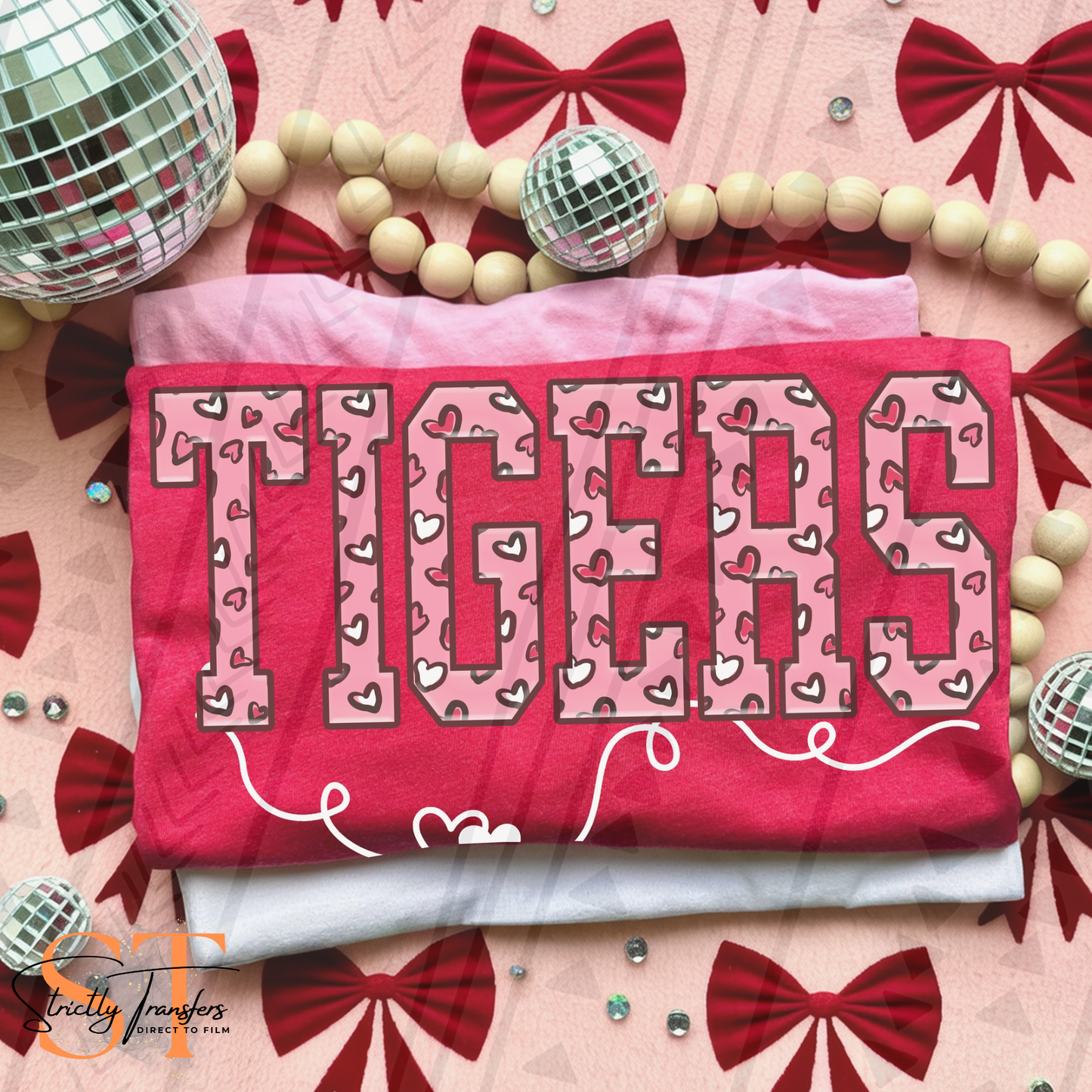 Tigers Pink Hearts Direct to Film Transfers