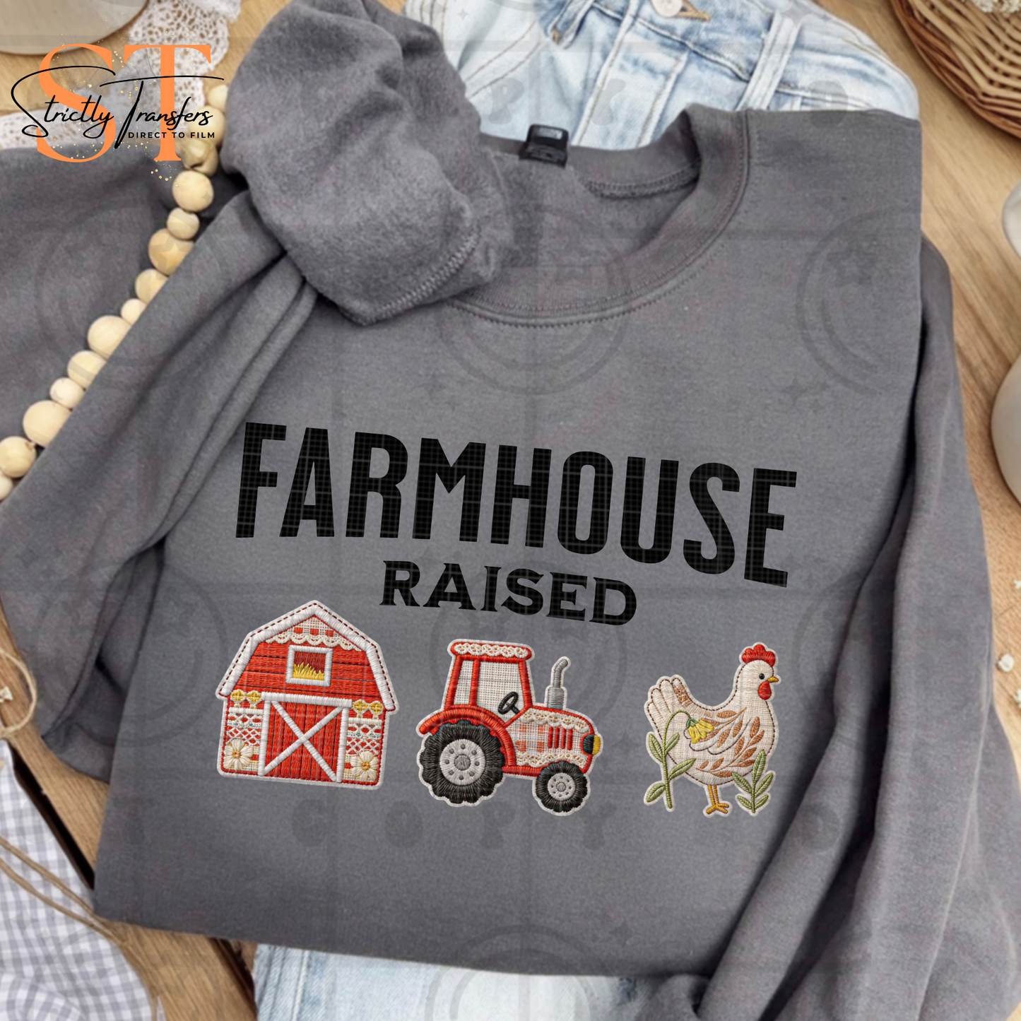 Farmhouse Raised Direct to Film Transfers