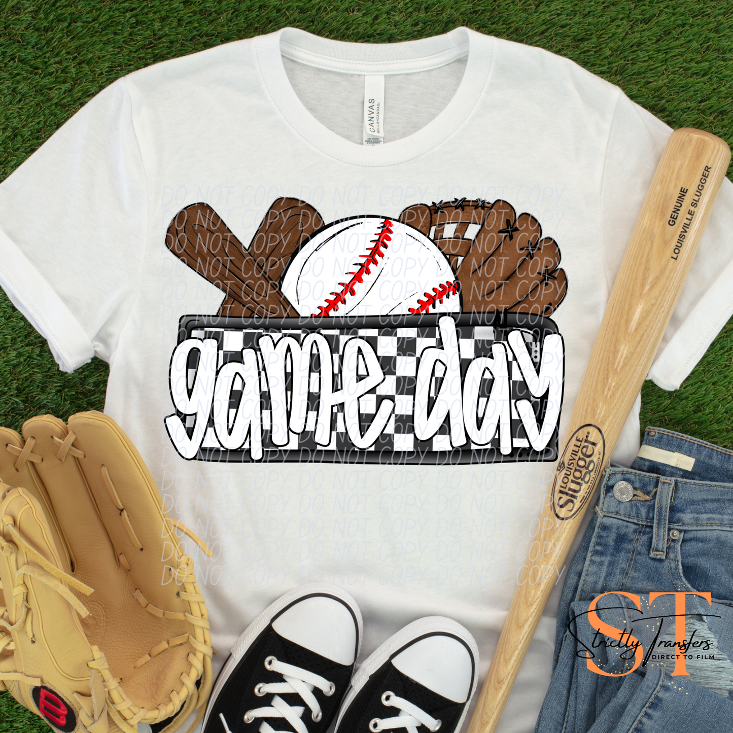 Game Day Baseball Checkered Direct to Film Transfers