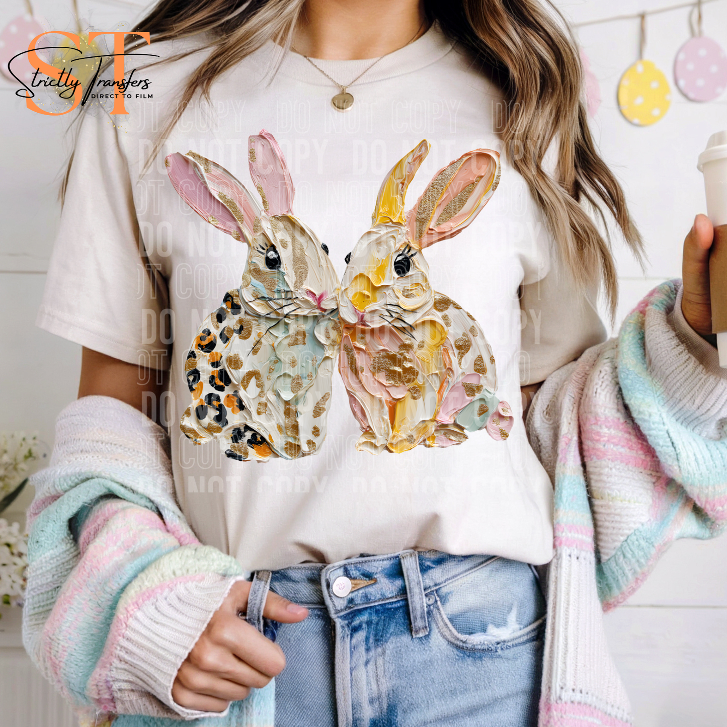 Faux Paint Leopard Bunnies Direct to Film Transfers
