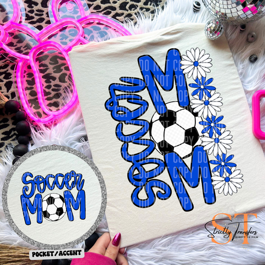 Soccer Mom Daisies pocket design included- 10 color options Direct to Film Transfers