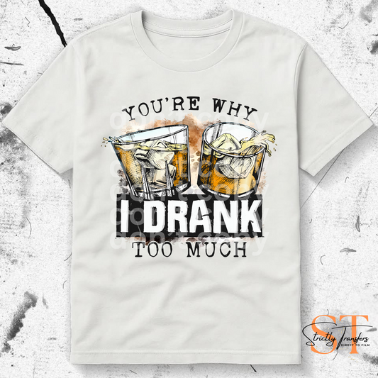 You're Why I Drank Too Much - 2 options Direct to Film Transfers