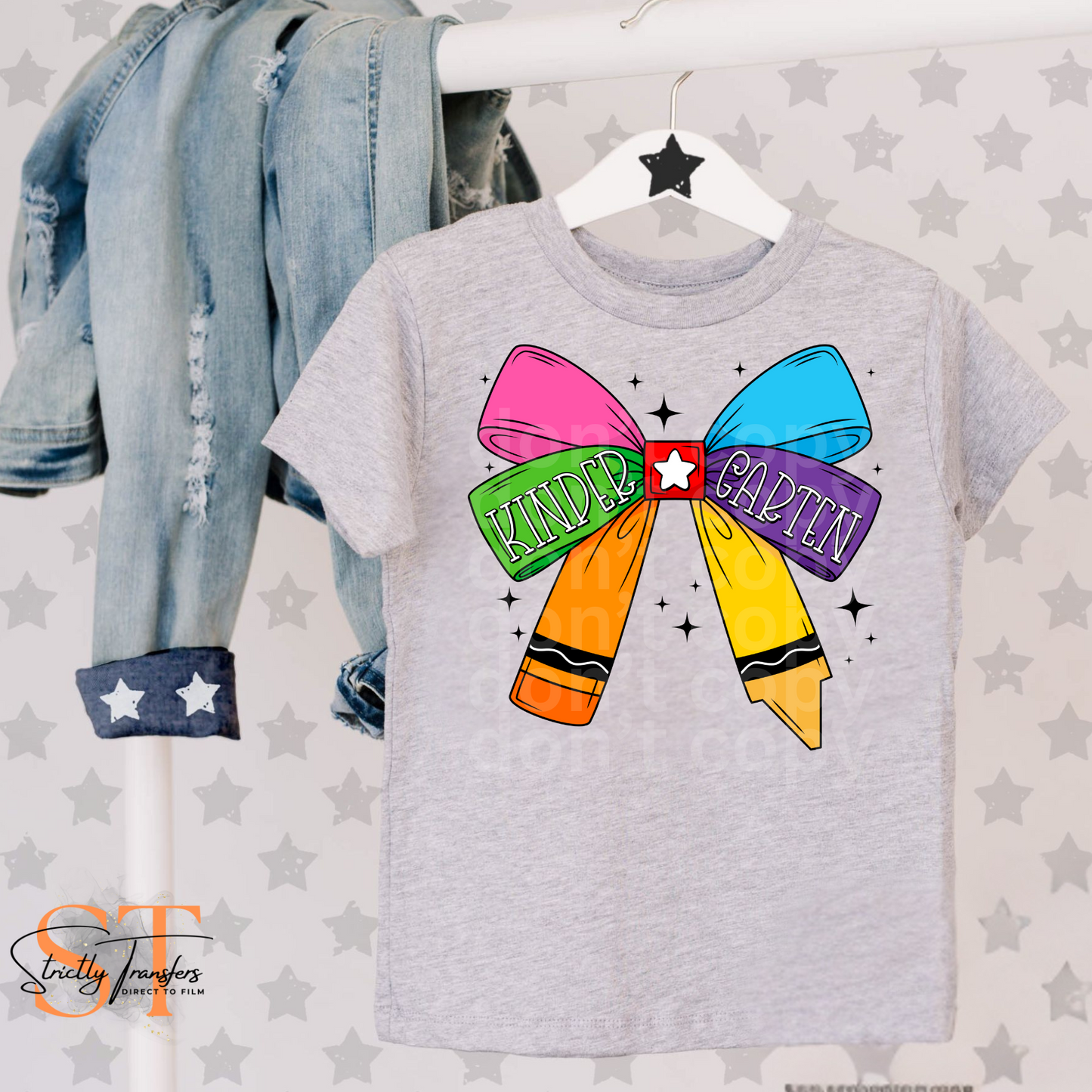 Crayon Bow Grade Levels Direct to Film Transfers