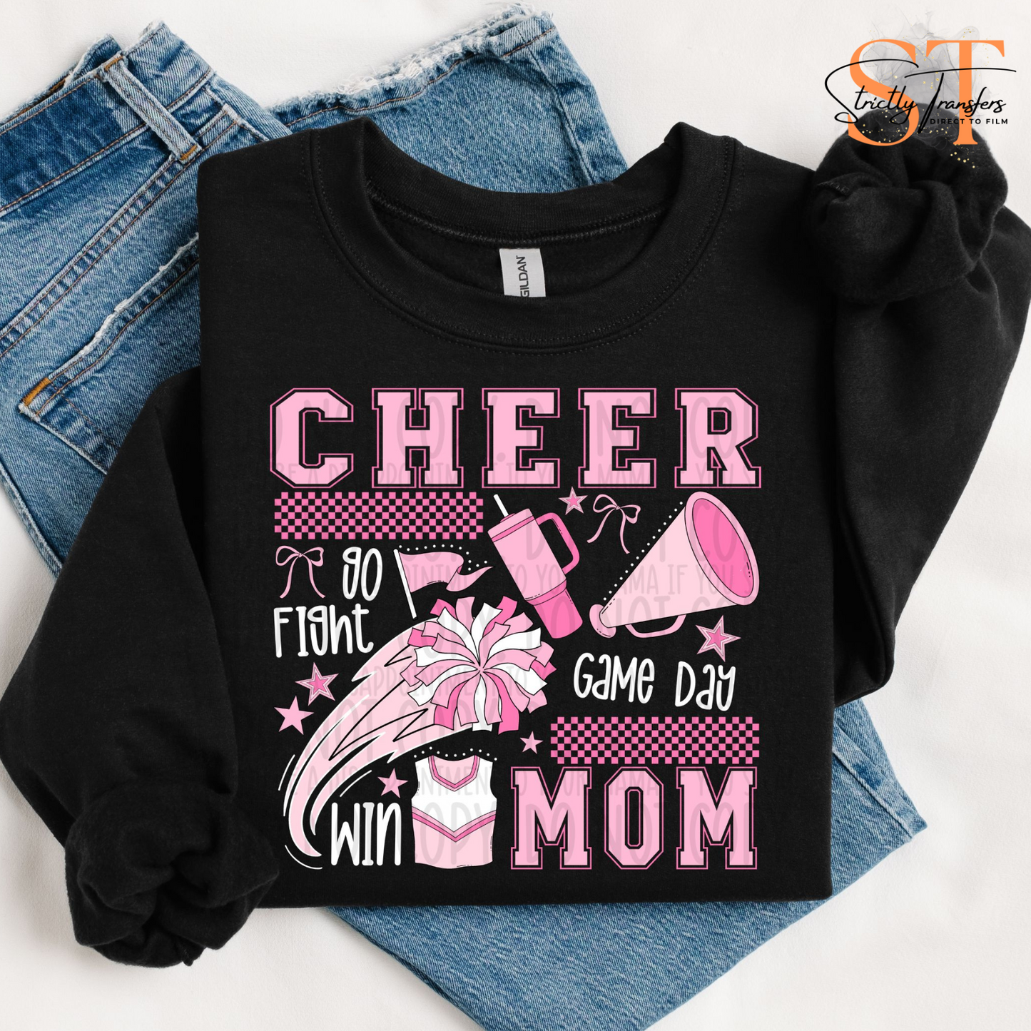 Cheer Mom Pink Collage Direct to Film Transfers