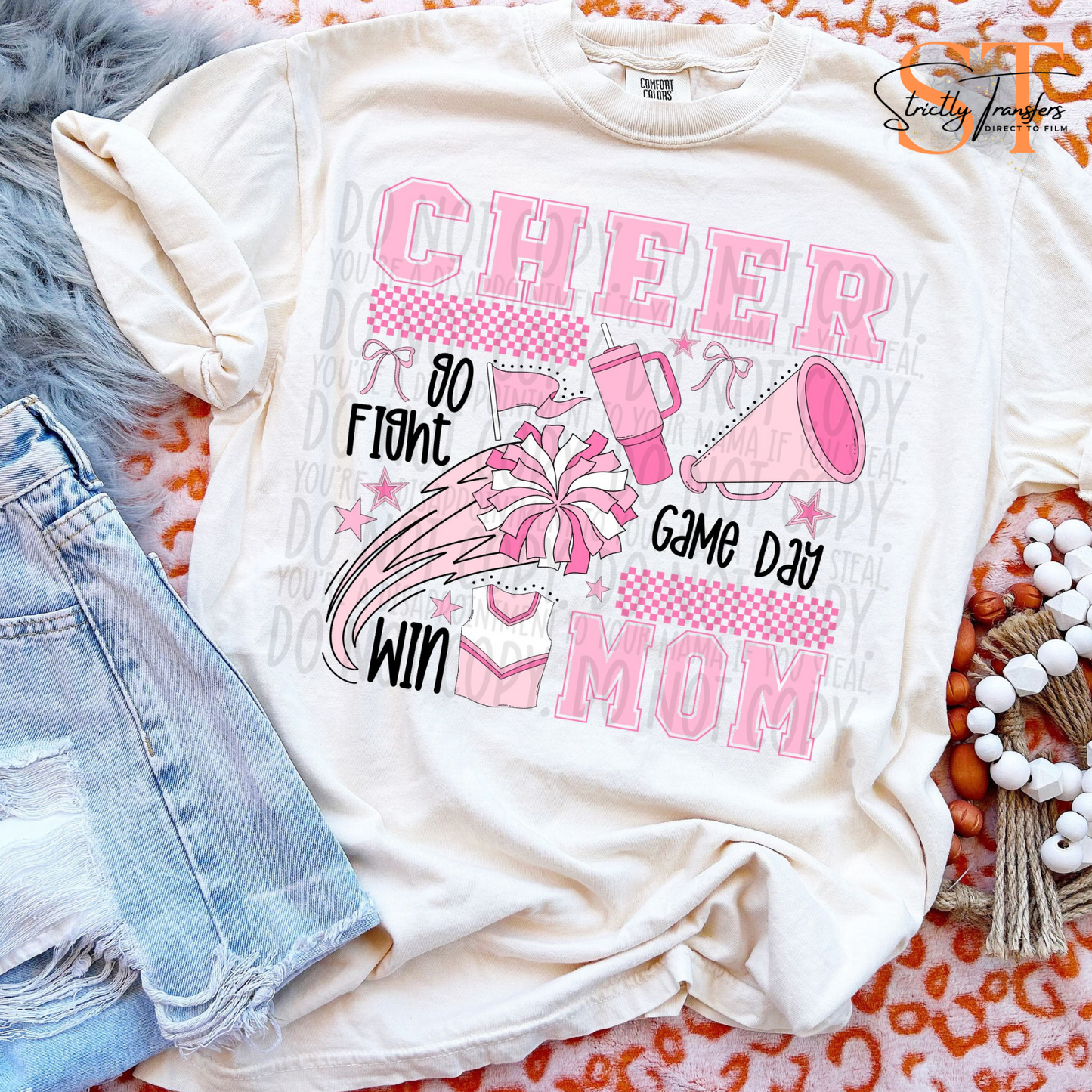 Cheer Mom Pink Collage Direct to Film Transfers