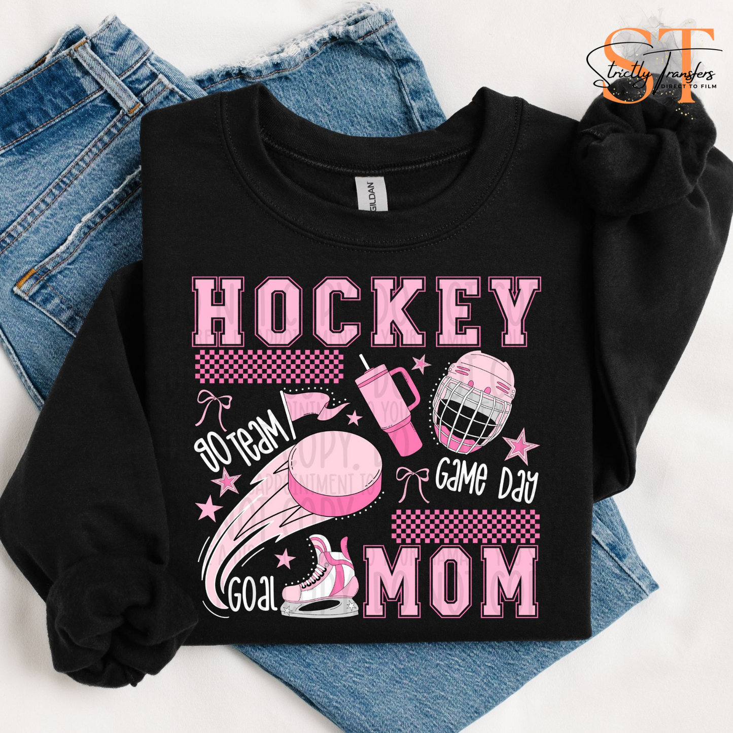 Hockey Mom Pink Collage Direct to Film Transfers