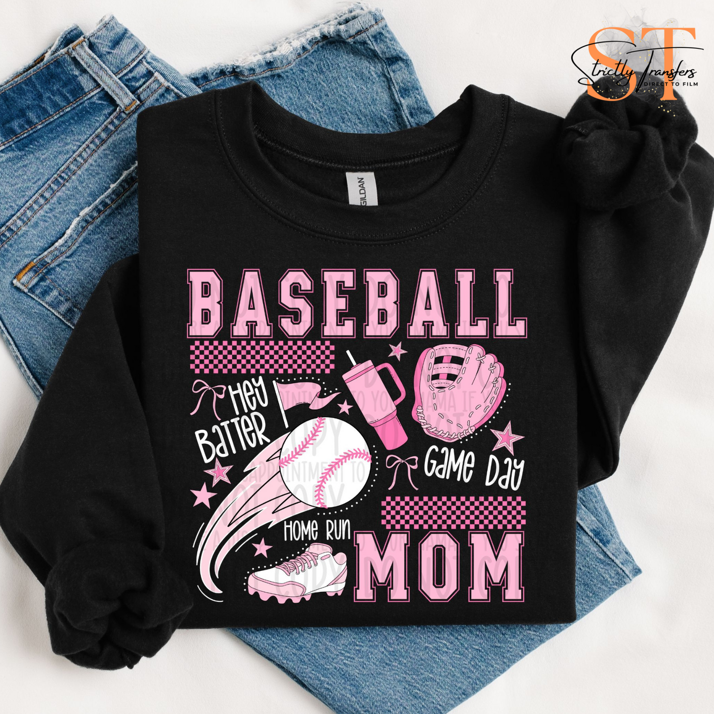Baseball Mom Pink Collage Direct to Film Transfers