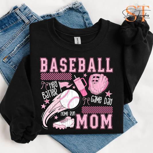 Baseball Mom Pink Collage Direct to Film Transfers
