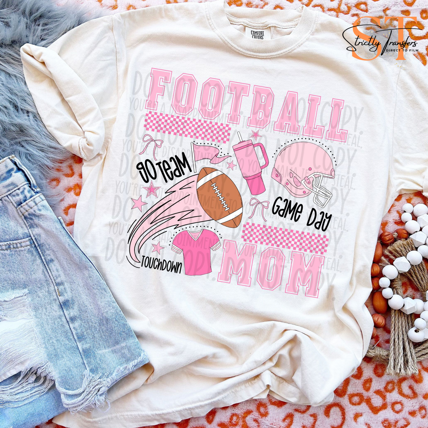 Football Mom Pink Collage Direct to Film Transfers