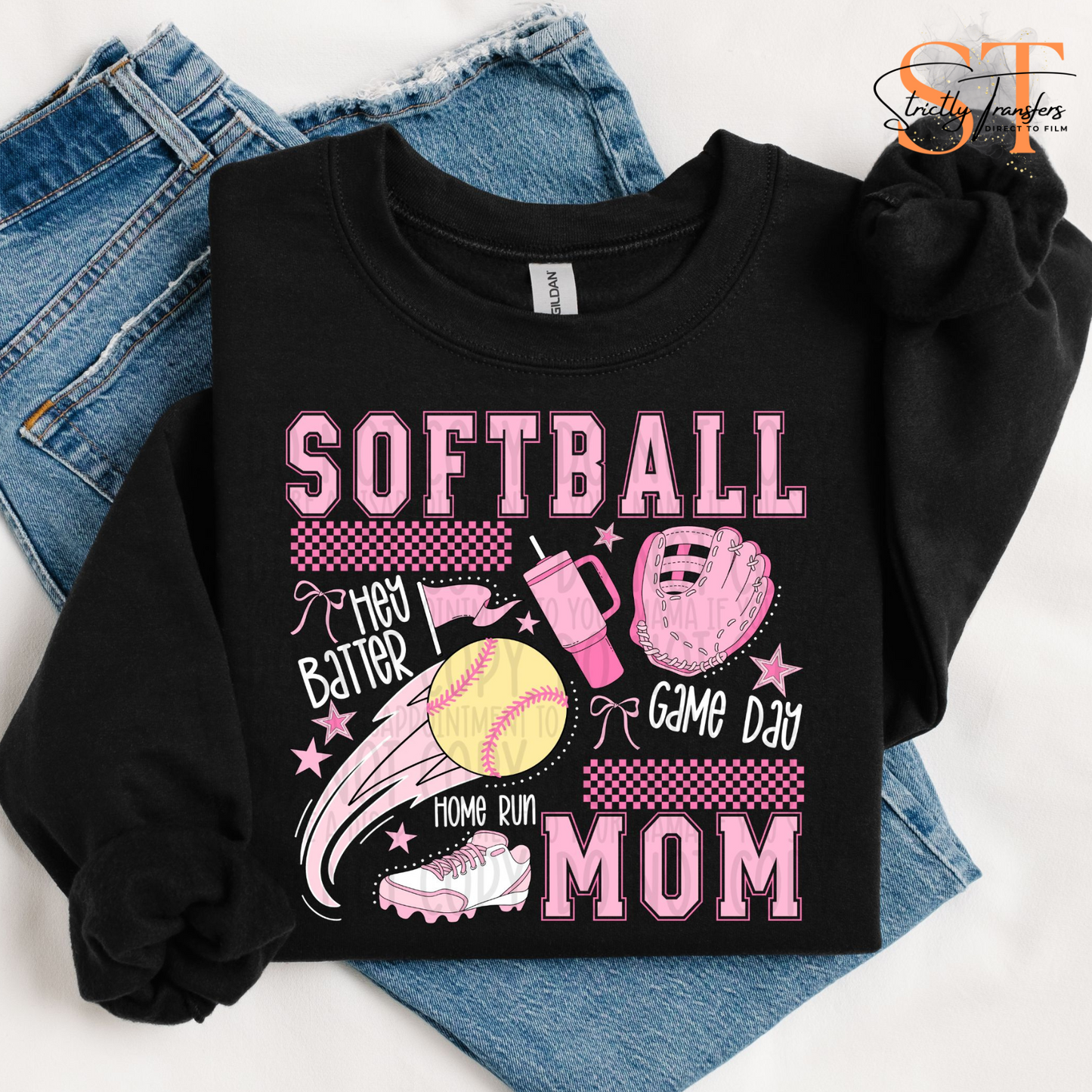 Softball Mom Pink Collage Direct to Film Transfers