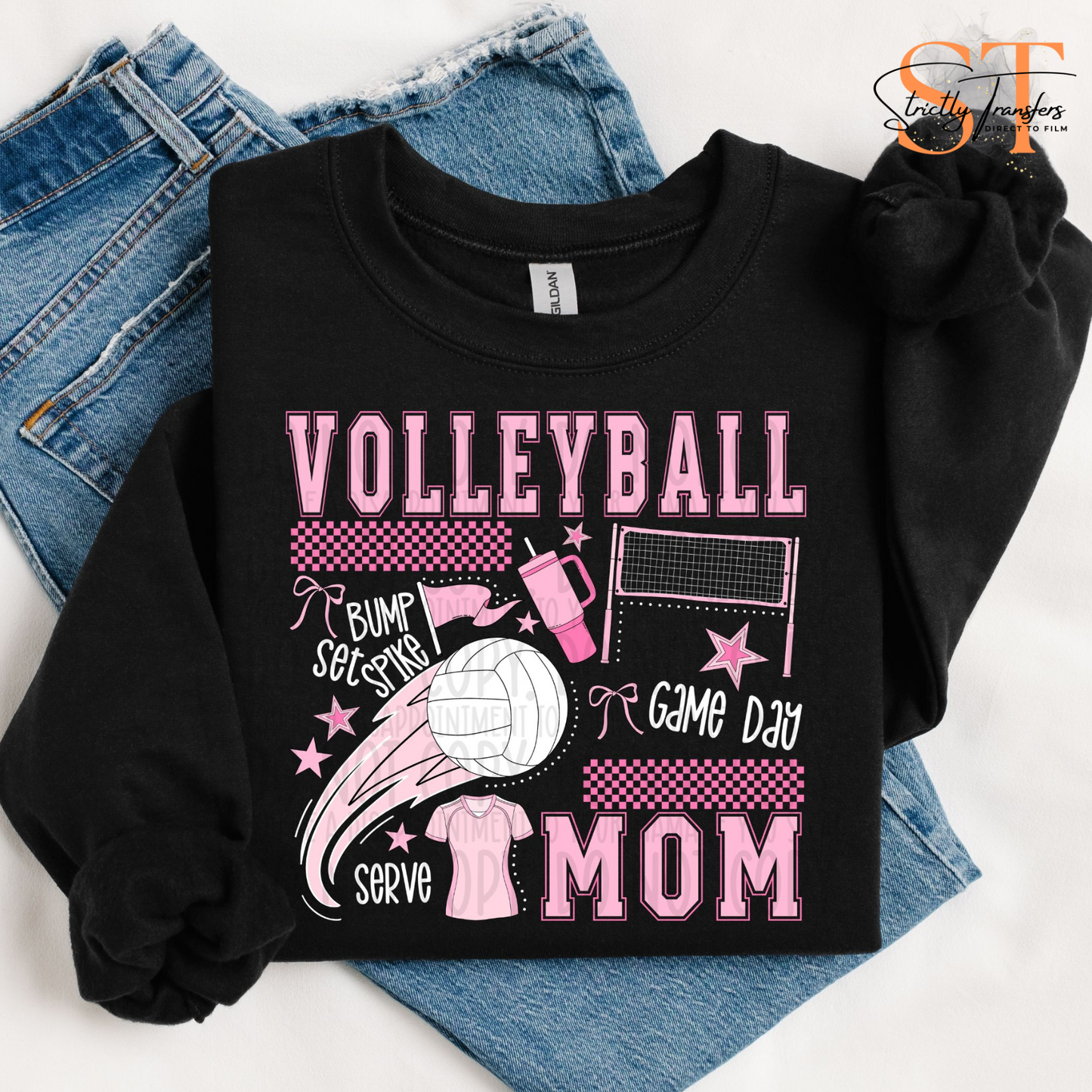 Volleyball Mom Pink Collage Direct to Film Transfers