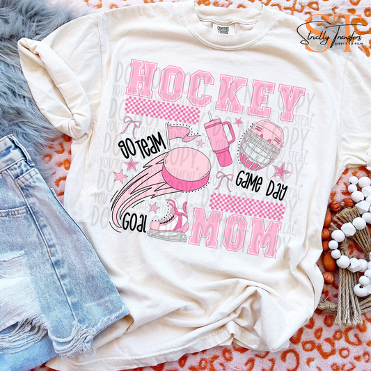 Hockey Mom Pink Collage Direct to Film Transfers