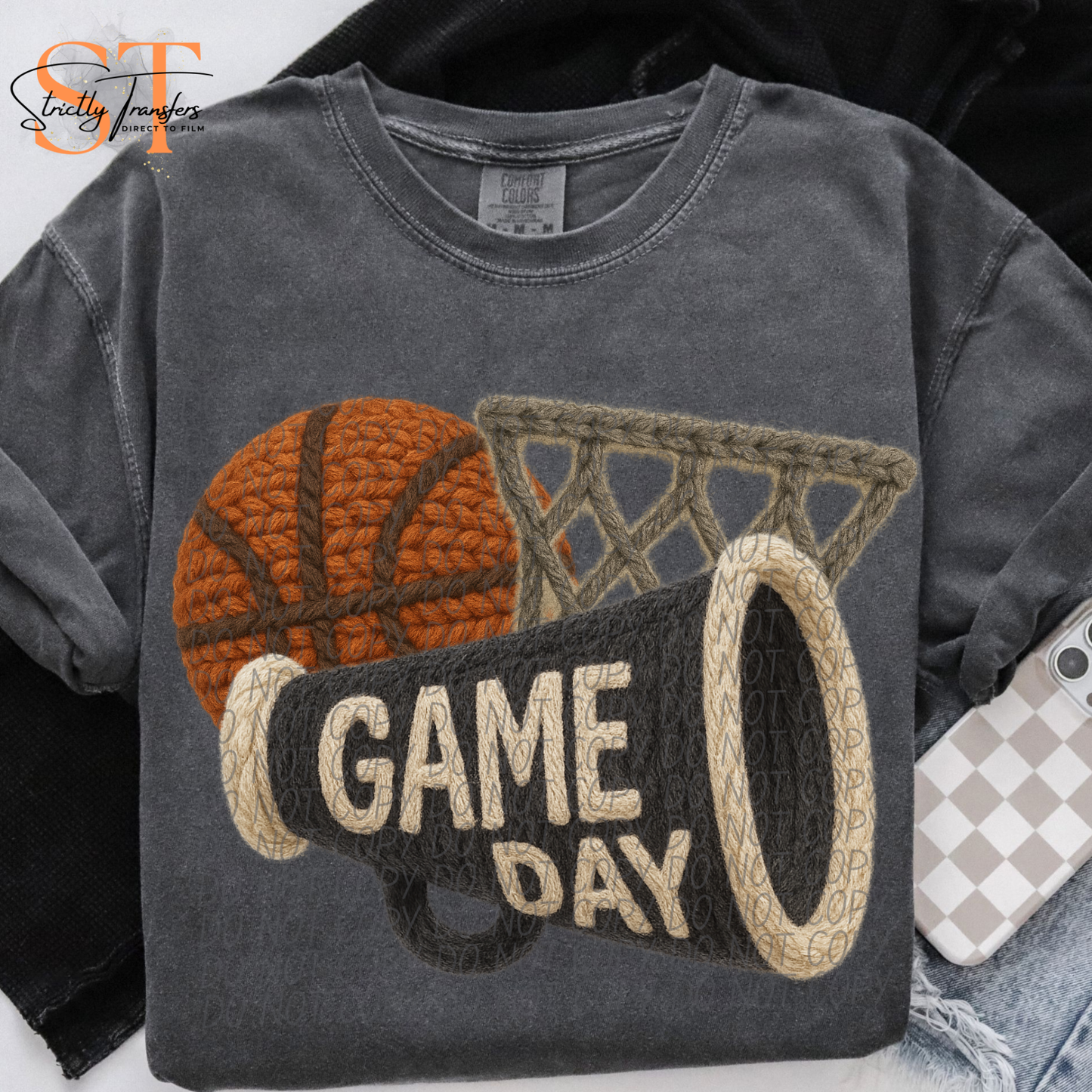 Game Day Basketball Megaphone Faux Yarn  - 9 colors Direct to Film Transfers