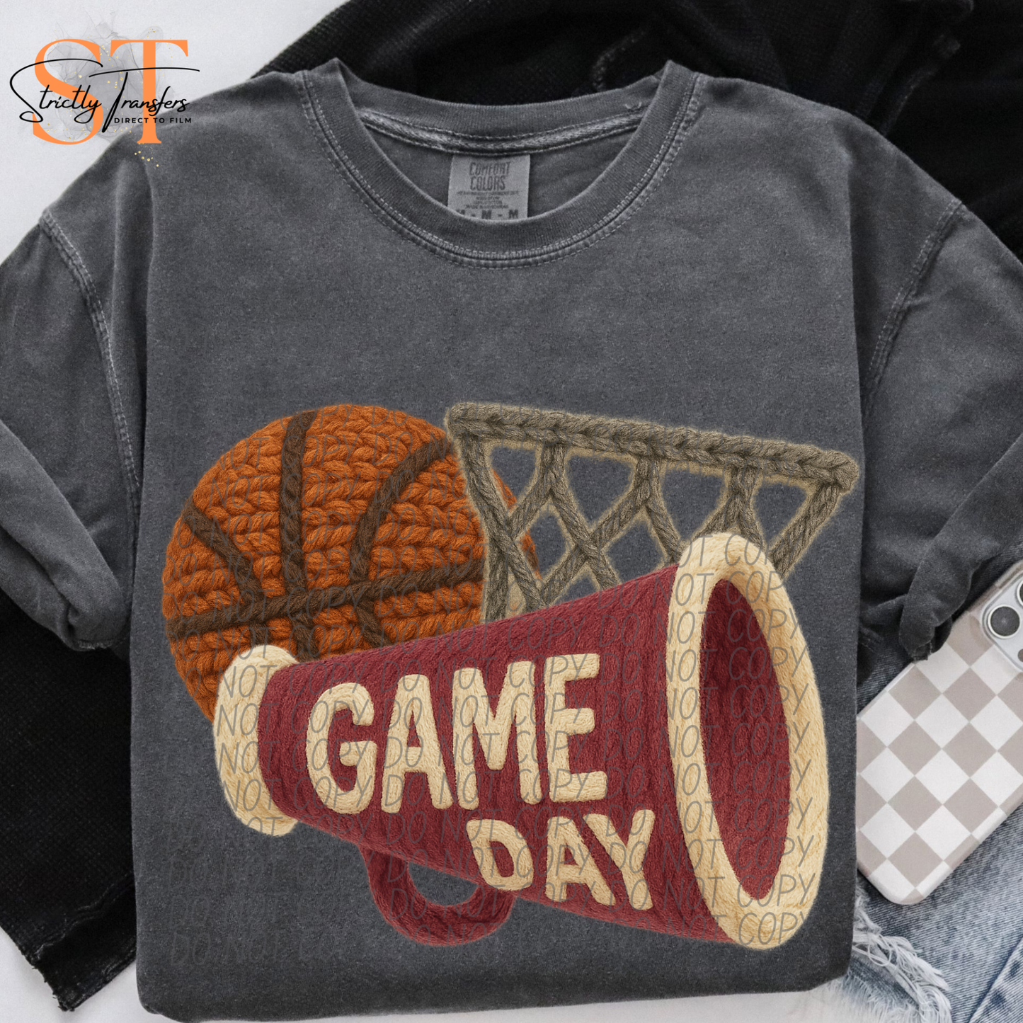 Game Day Basketball Megaphone Faux Yarn  - 9 colors Direct to Film Transfers