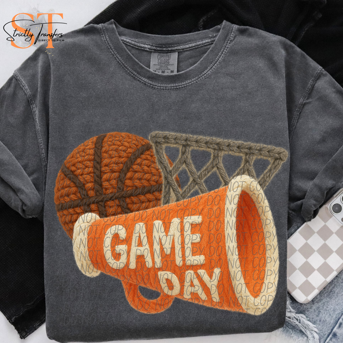 Game Day Basketball Megaphone Faux Yarn  - 9 colors Direct to Film Transfers